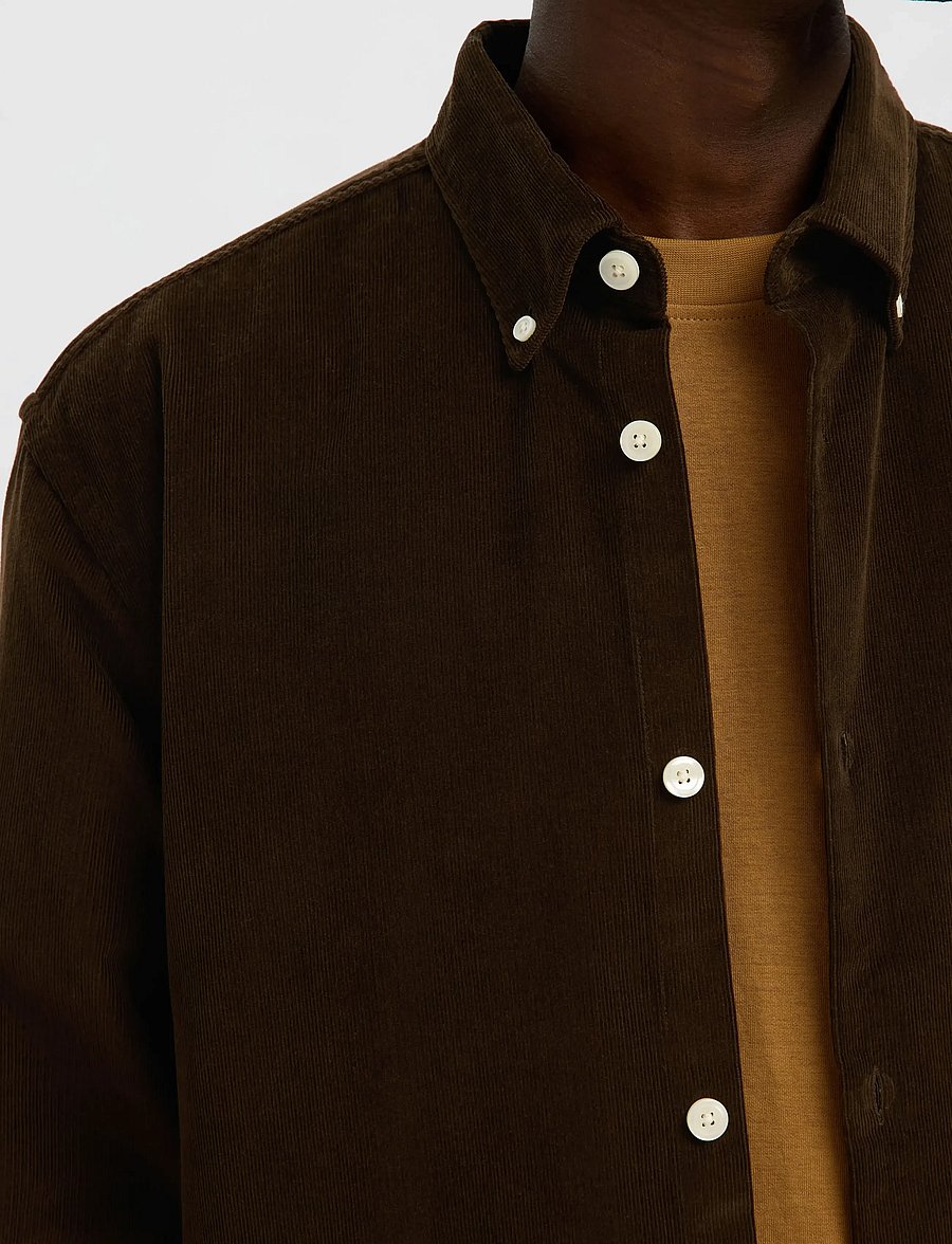 Selected - SLMREGCOLE DANNI CORD BD LS SHIRT NOOS - cordhemden - demitasse - 4