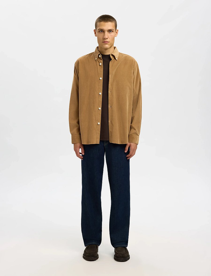 Selected - SLMREGCOLE DANNI CORD BD LS SHIRT NOOS - fløjlsskjorter - kelp - 0