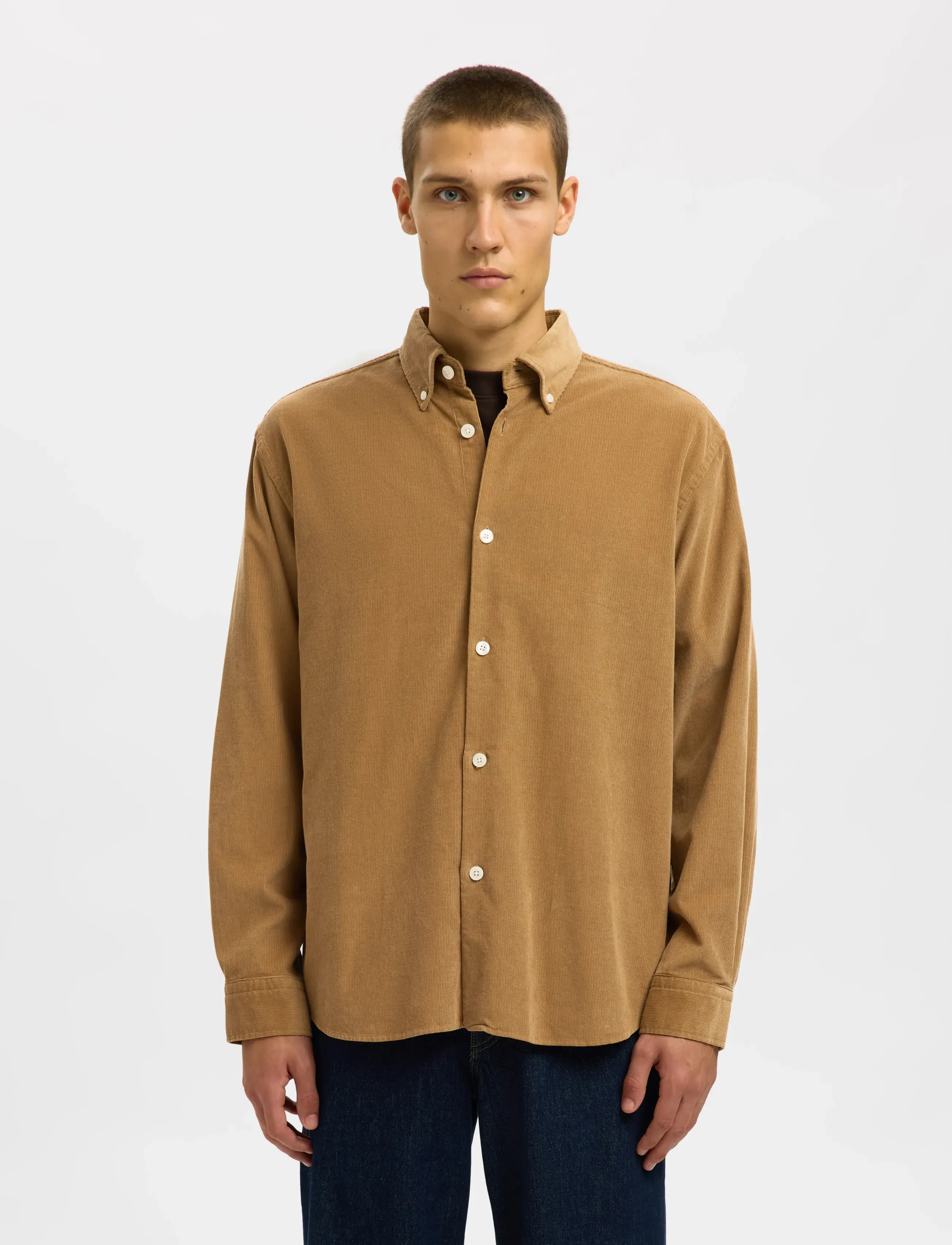 Selected - SLMREGCOLE DANNI CORD BD LS SHIRT NOOS - fløjlsskjorter - kelp - 4