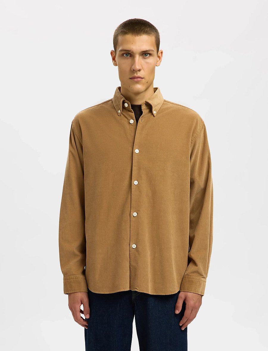 Selected - SLMREGCOLE DANNI CORD BD LS SHIRT NOOS - fløjlsskjorter - kelp - 4