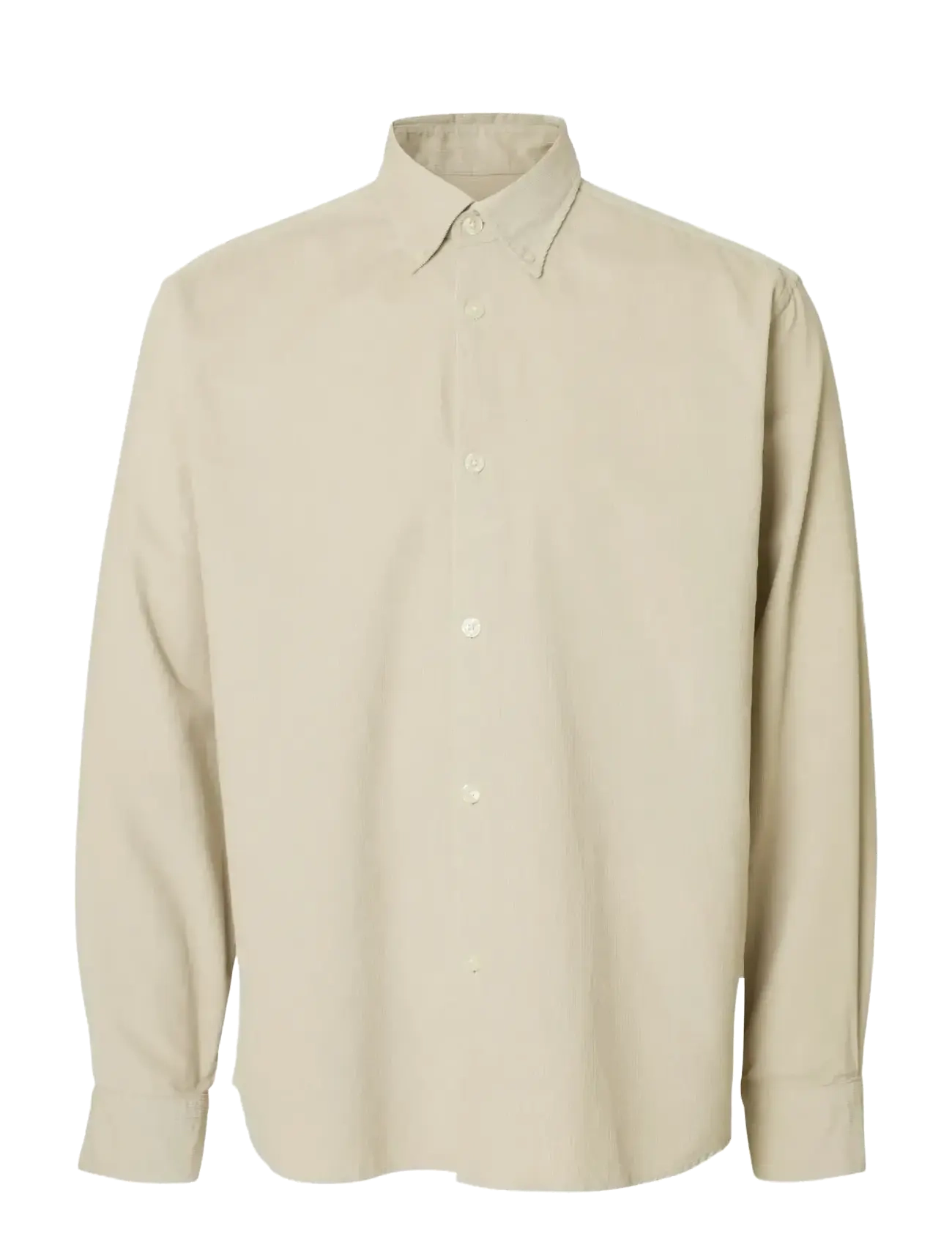 Selected SLMREGCOLE DANNI CORD BD LS SHIRT NOOS - Tøj - MOONSTRUCK / cream