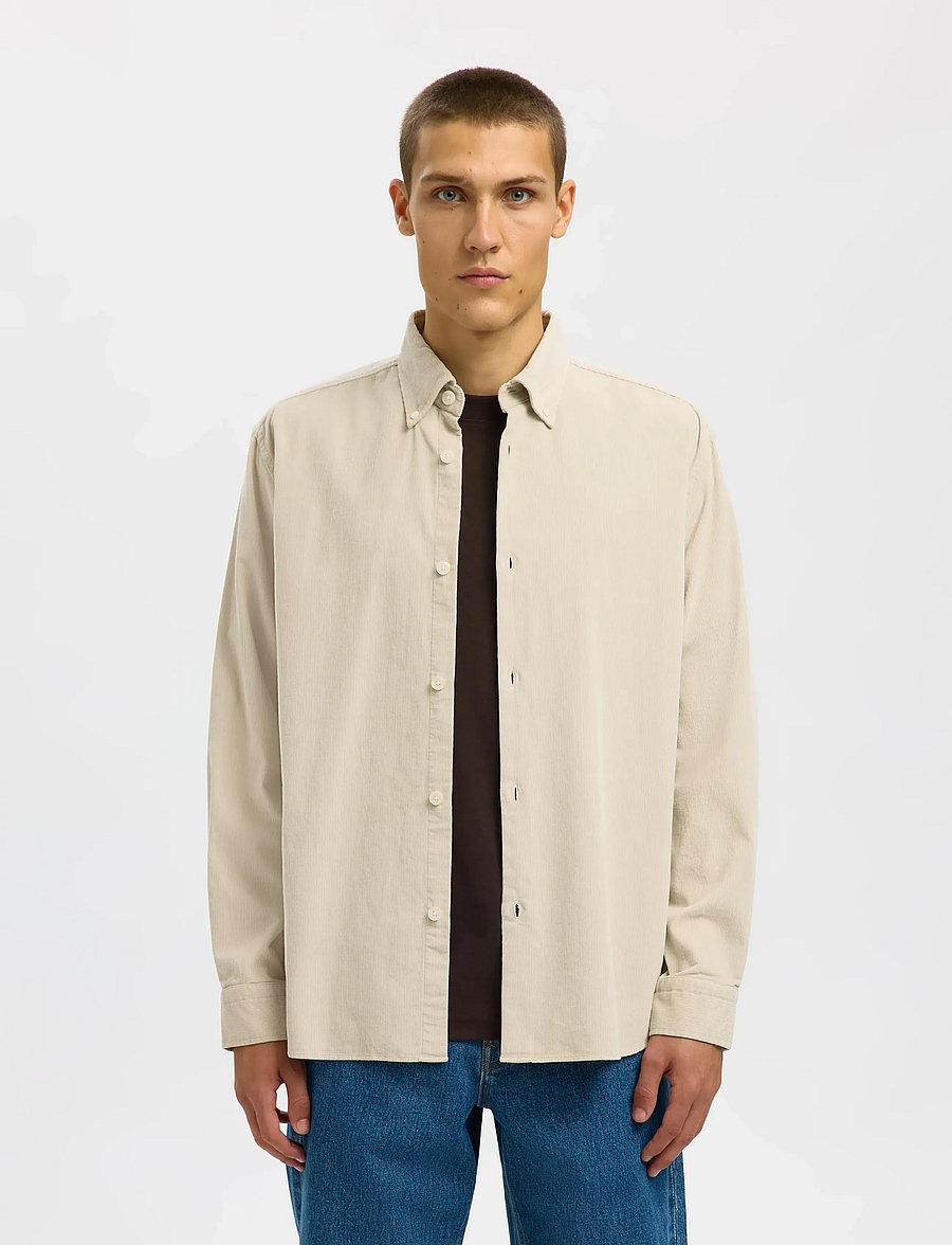 Selected - SLMREGCOLE DANNI CORD BD LS SHIRT NOOS - fløjlsskjorter - moonstruck - 0
