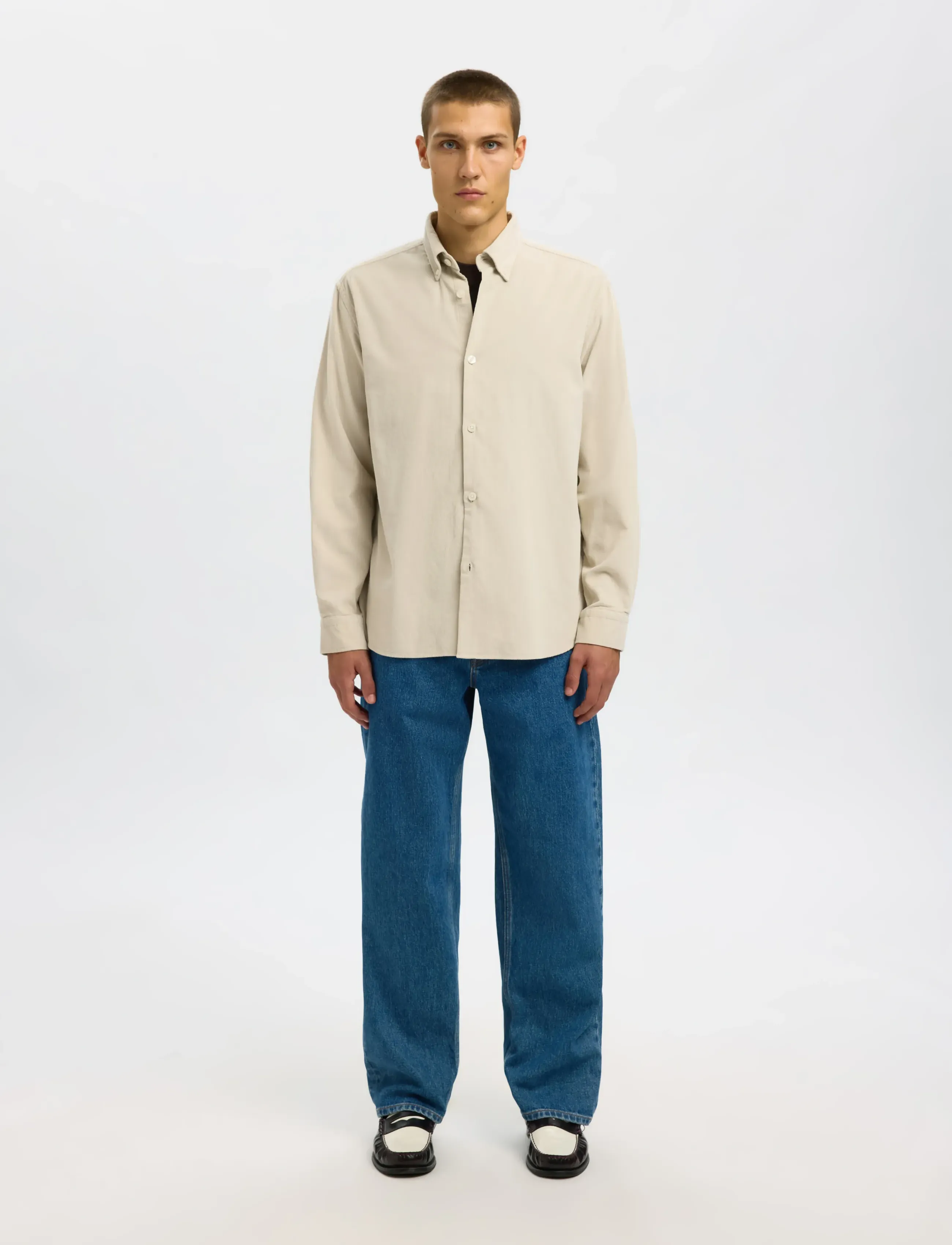 Selected - SLMREGCOLE DANNI CORD BD LS SHIRT NOOS - fløjlsskjorter - moonstruck - 3