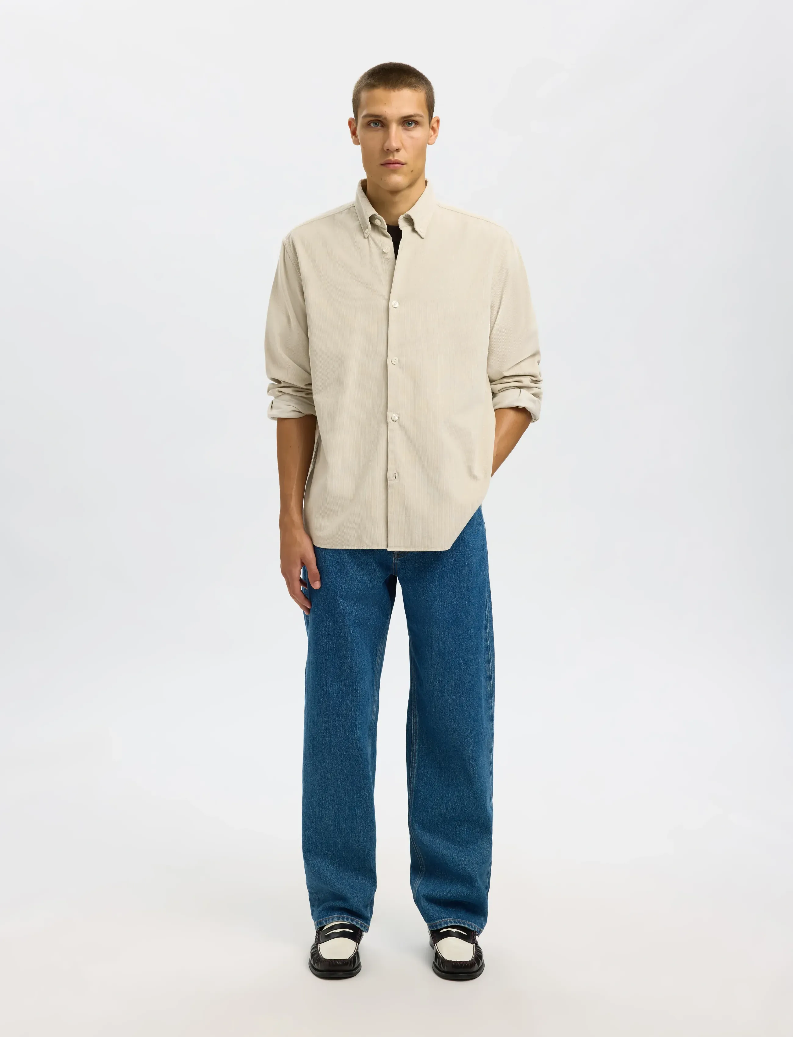 Selected - SLMREGCOLE DANNI CORD BD LS SHIRT NOOS - fløjlsskjorter - moonstruck - 5