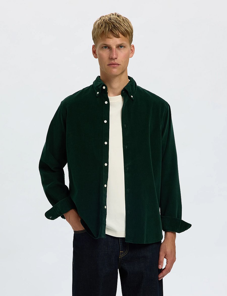Selected - SLMREGCOLE DANNI CORD BD LS SHIRT NOOS - cordhemden - pine grove - 0