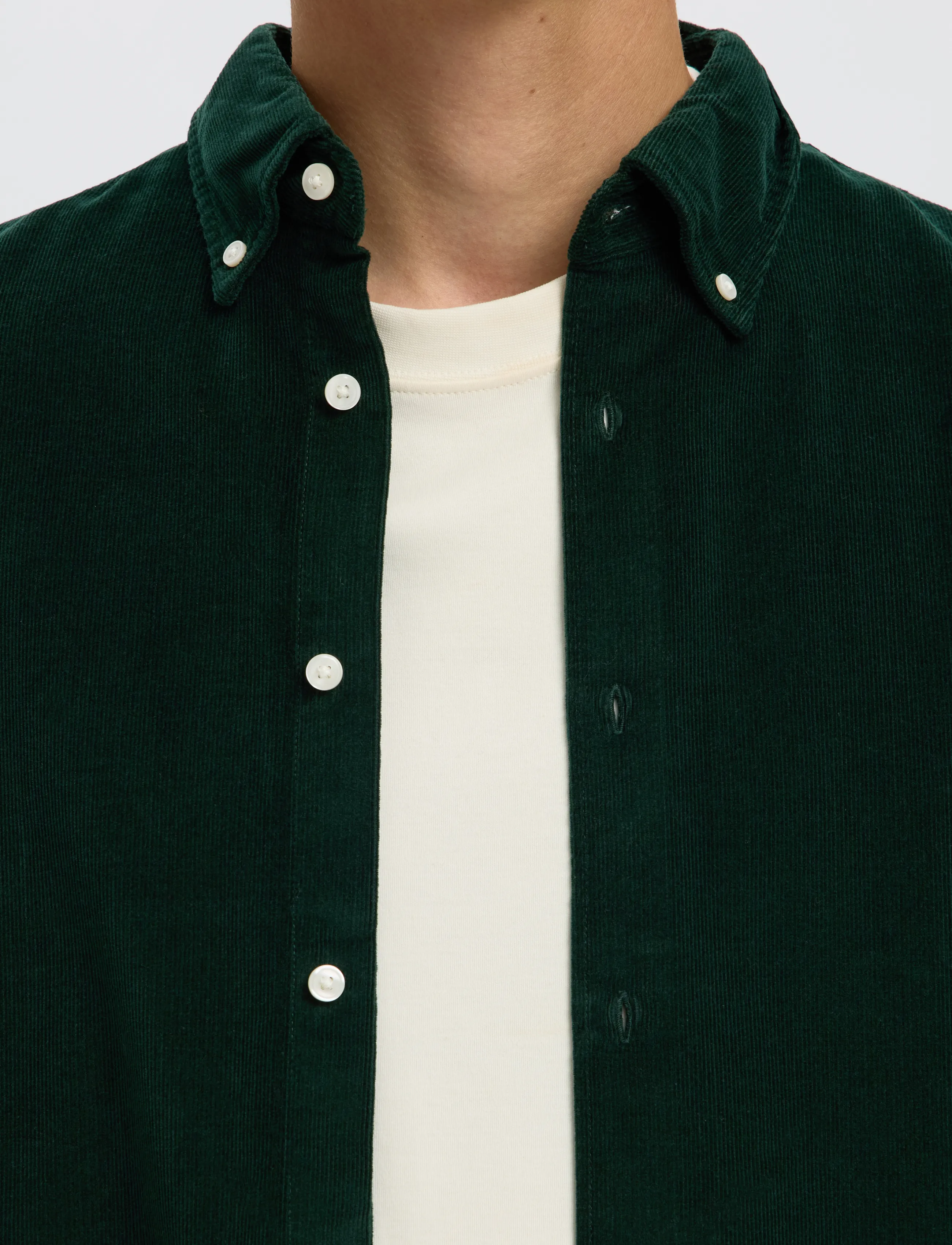 Selected - SLMREGCOLE DANNI CORD BD LS SHIRT NOOS - cordhemden - pine grove - 4