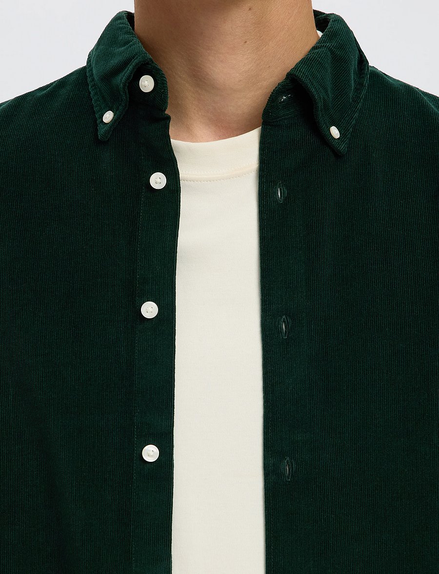 Selected - SLMREGCOLE DANNI CORD BD LS SHIRT NOOS - cordhemden - pine grove - 4
