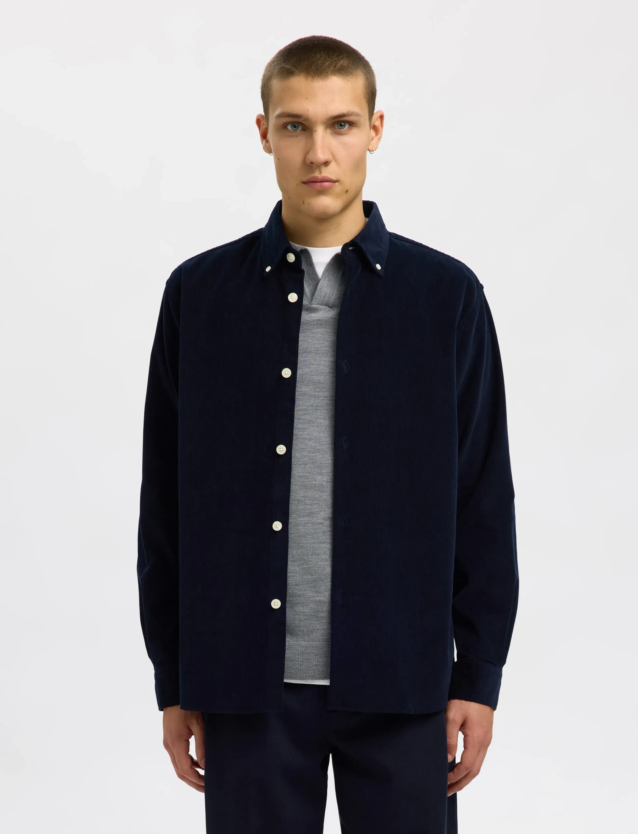 Selected SLMREGCOLE DANNI CORD BD LS SHIRT NOOS - Skjorter - SKY CAPTAIN / navy