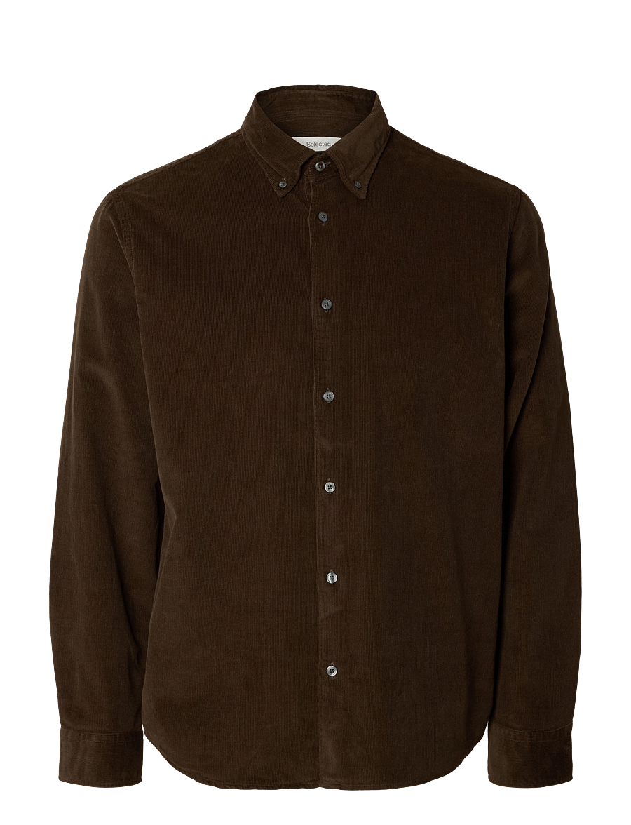 Selected - SLMREGCOLE DANNI CORD BD LS SHIRT NOOS - velvetsärgid - turkish coffee - 1