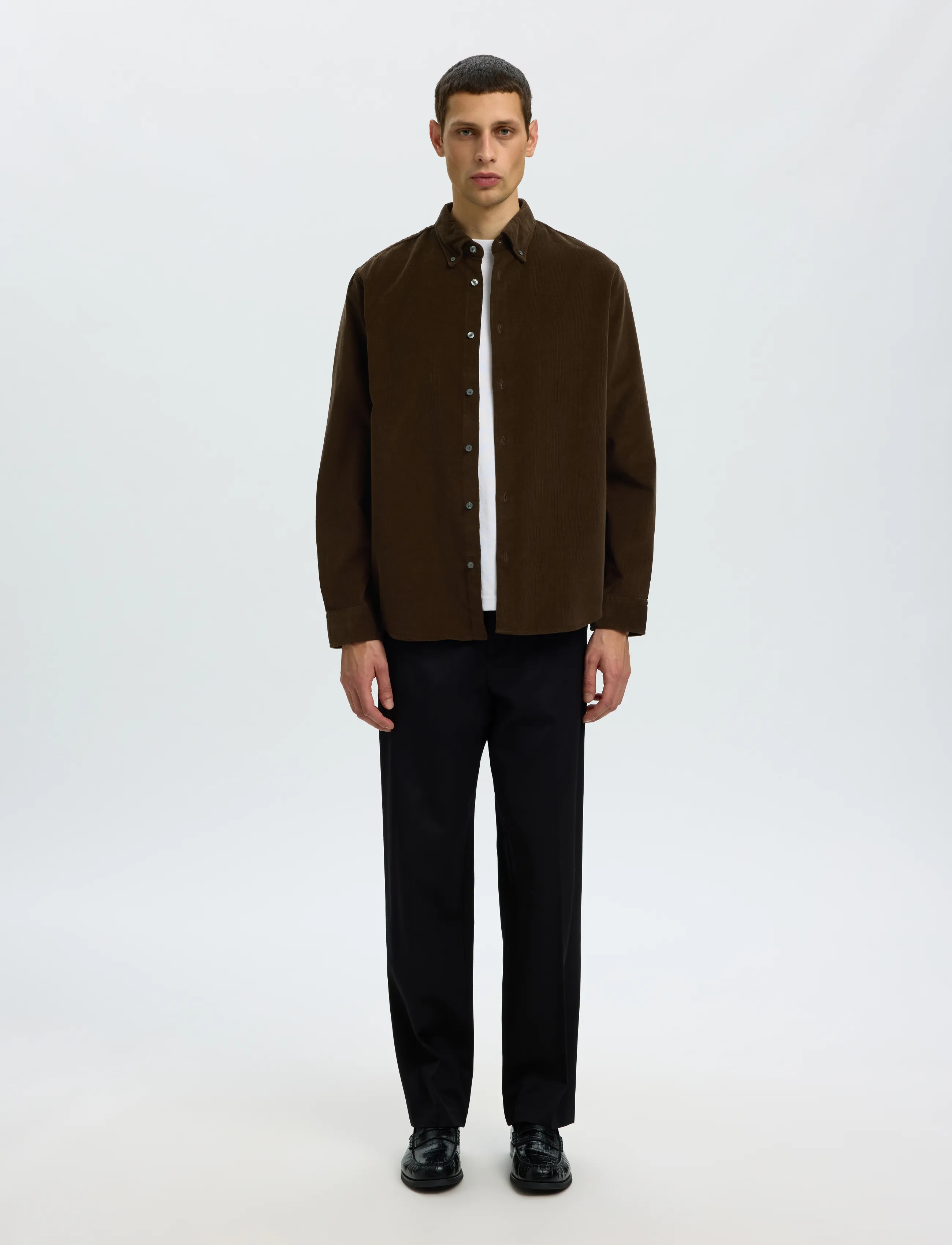 Selected - SLMREGCOLE DANNI CORD BD LS SHIRT NOOS - velvetsärgid - turkish coffee - 3