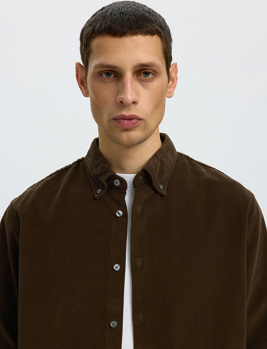 Selected - SLMREGCOLE DANNI CORD BD LS SHIRT NOOS - velvetsärgid - turkish coffee - 4