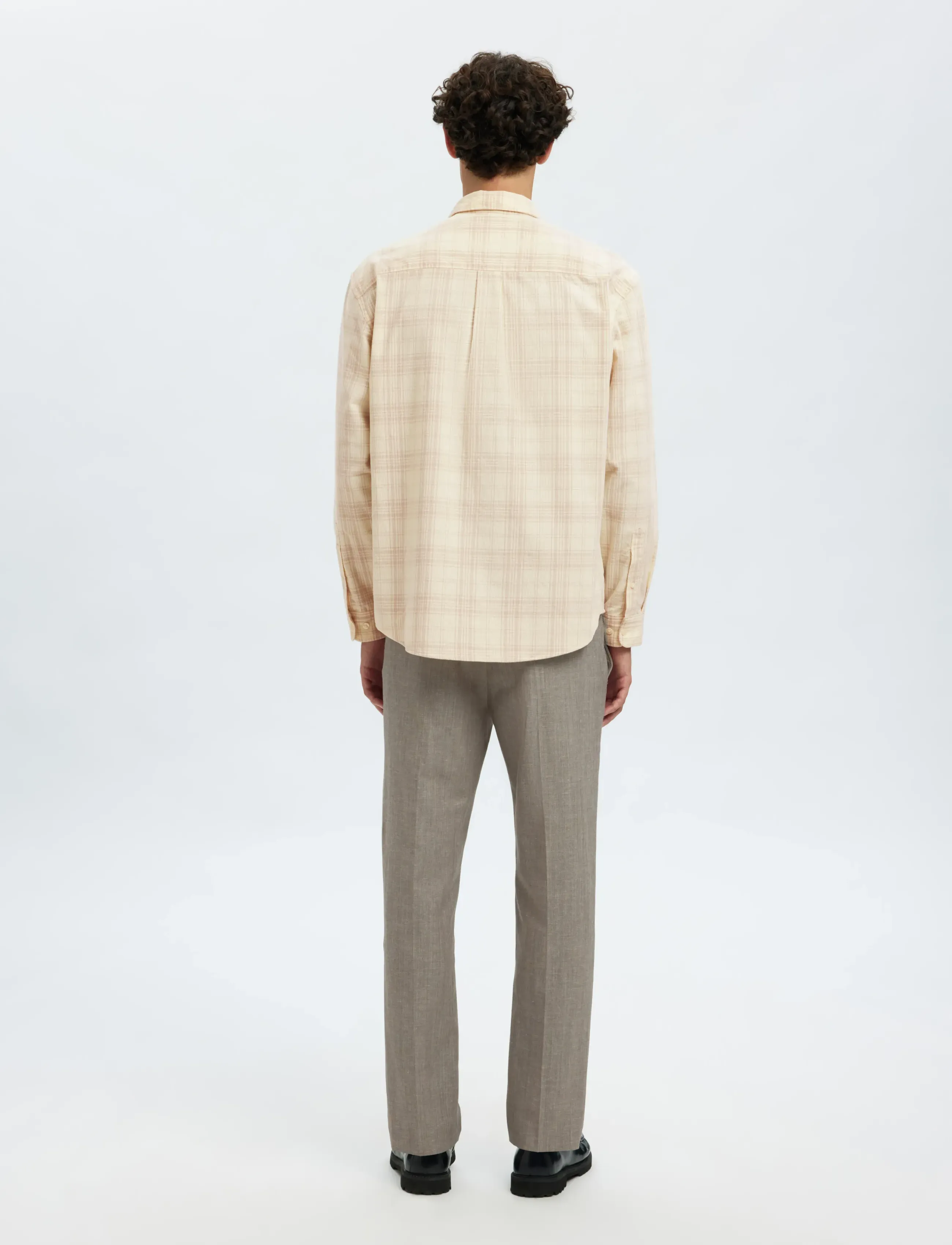 Selected - SLMREGCLAUS CORD YD CHECK LS SHIRT - cordhemden - egret - 2