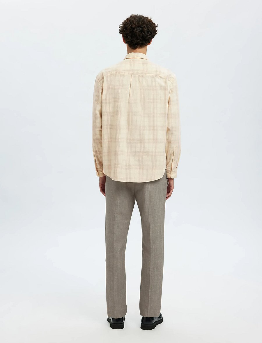 Selected - SLMREGCLAUS CORD YD CHECK LS SHIRT - cordhemden - egret - 2
