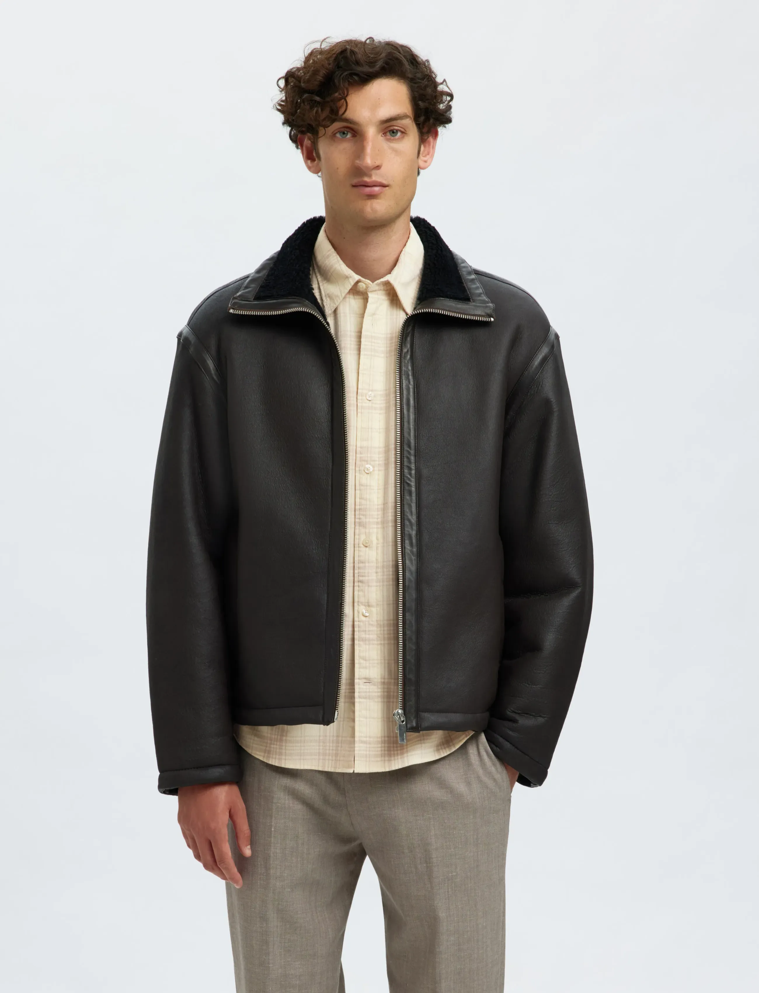 Selected - SLMREGCLAUS CORD YD CHECK LS SHIRT - cordhemden - egret - 5