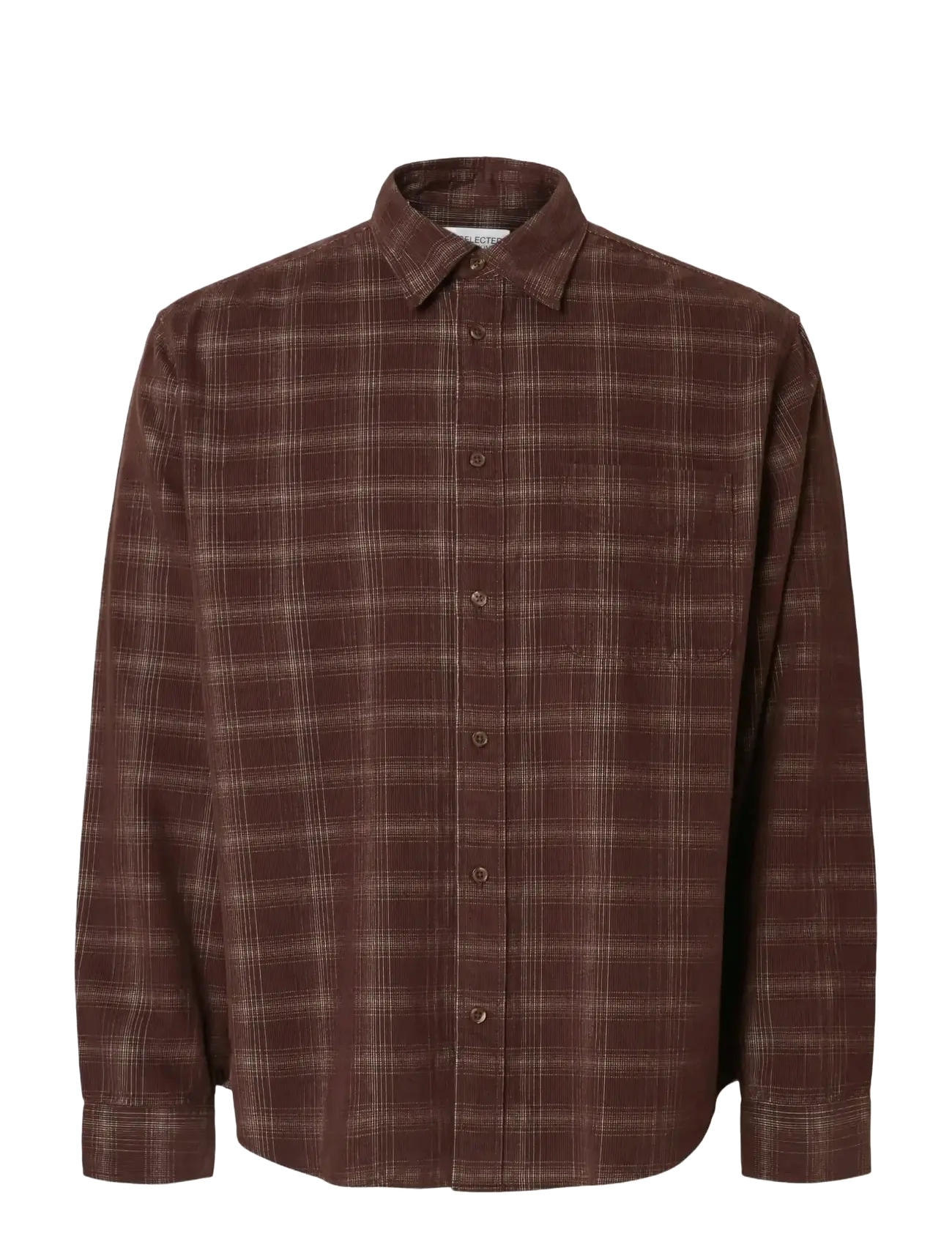 Selected SLMREGCLAUS CORD YD CHECK LS SHIRT - Skjortor - FRENCH ROAST / burgundy