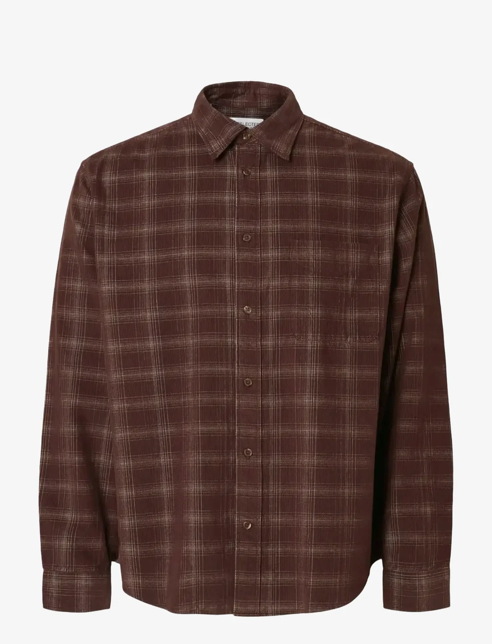 Selected - SLMREGCLAUS CORD YD CHECK LS SHIRT - cordhemden - french roast - 1