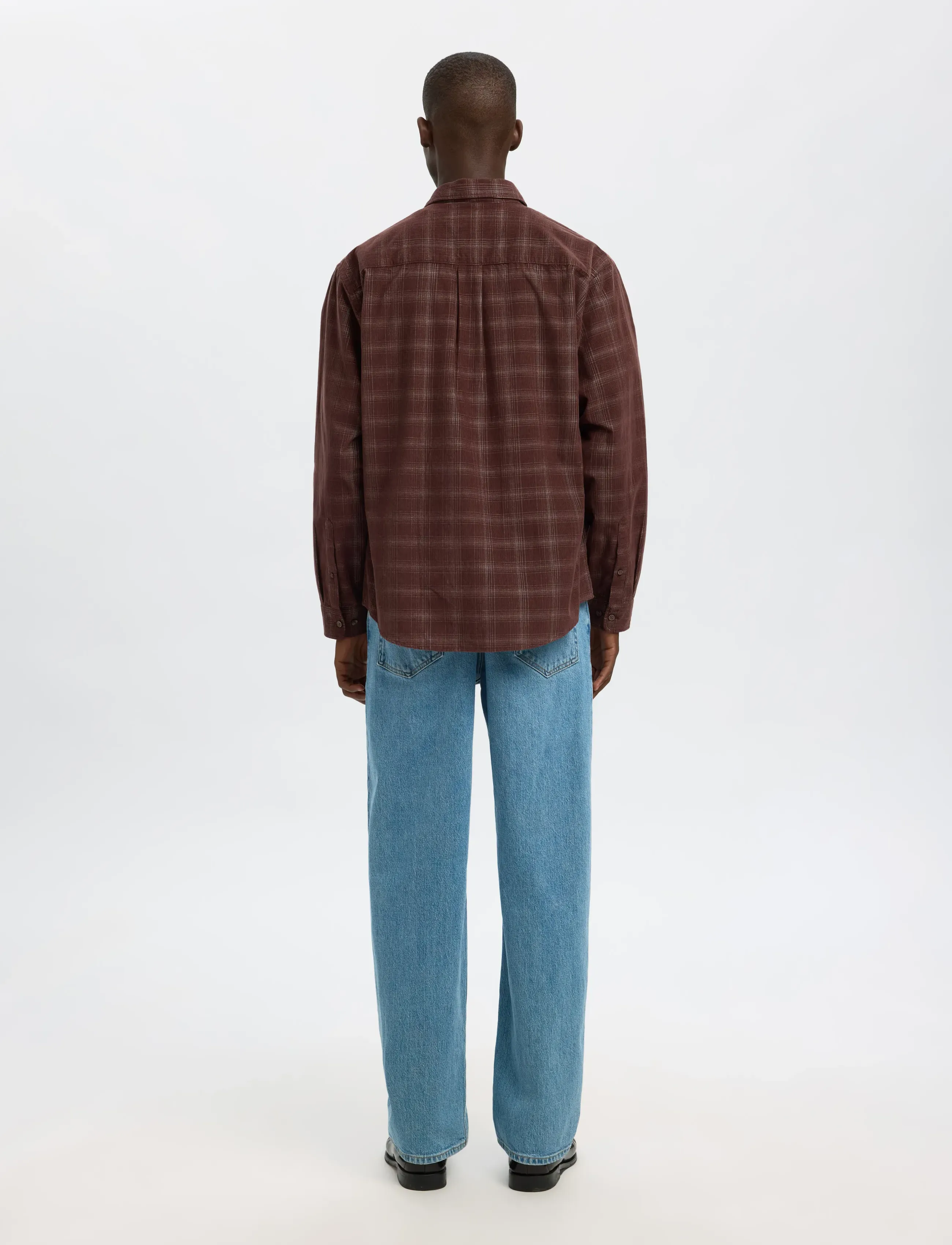 Selected - SLMREGCLAUS CORD YD CHECK LS SHIRT - chemises en velours côtelé - french roast - 2