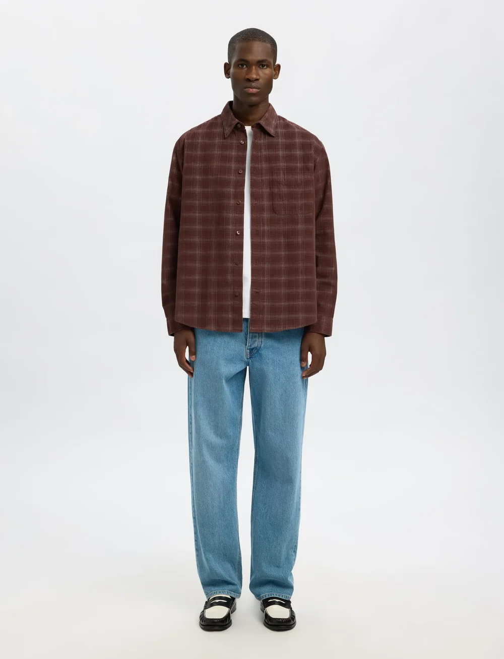 Selected - SLMREGCLAUS CORD YD CHECK LS SHIRT - cordhemden - french roast - 3