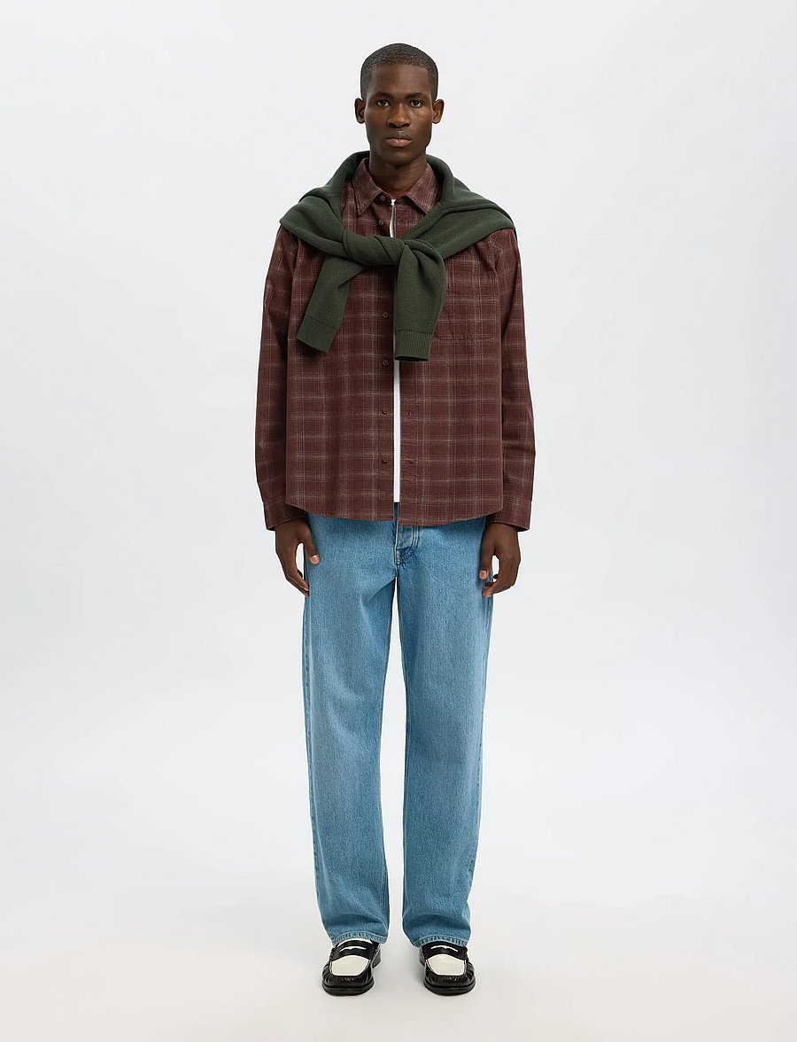 Selected - SLMREGCLAUS CORD YD CHECK LS SHIRT - cordhemden - french roast - 4