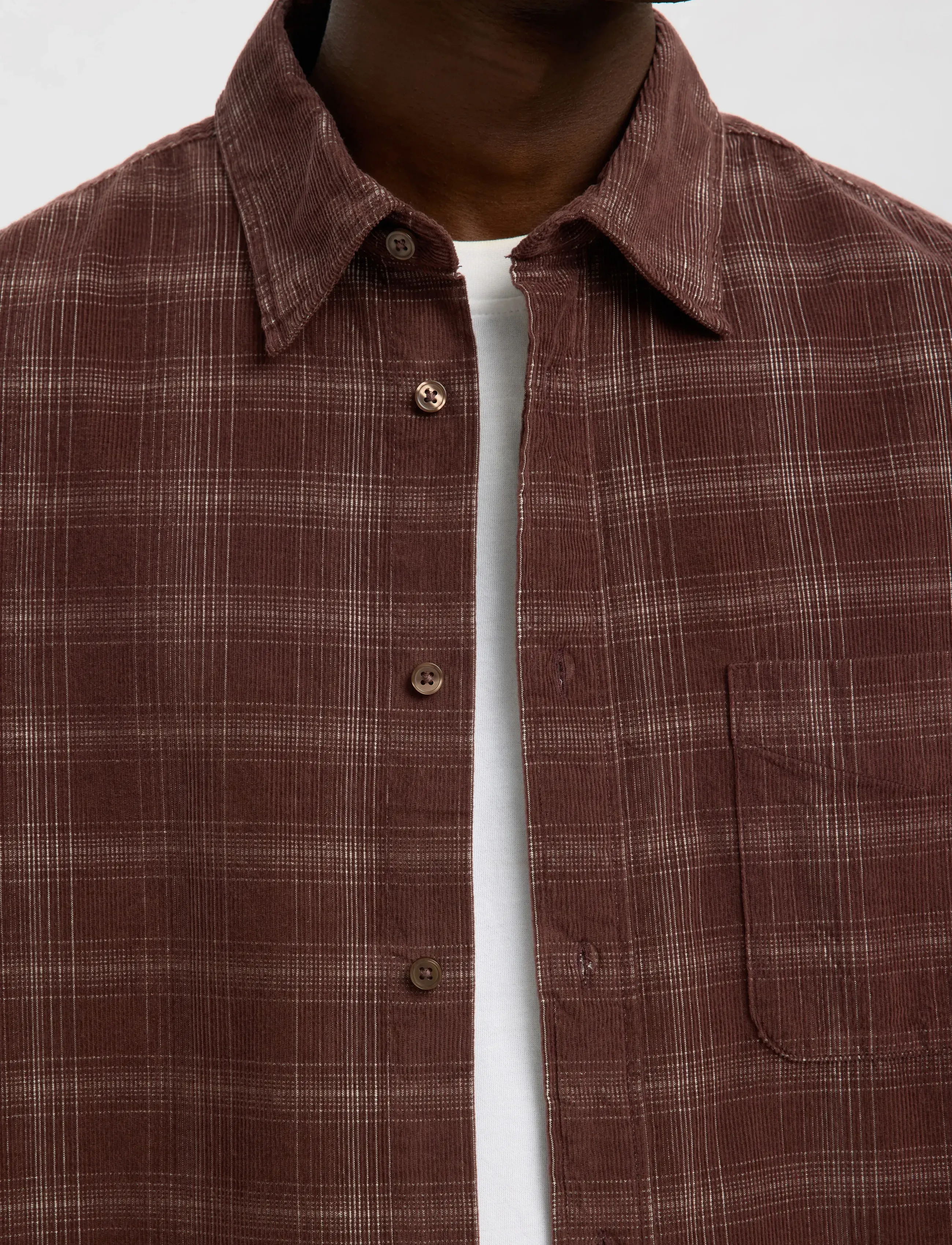 Selected - SLMREGCLAUS CORD YD CHECK LS SHIRT - chemises en velours côtelé - french roast - 5