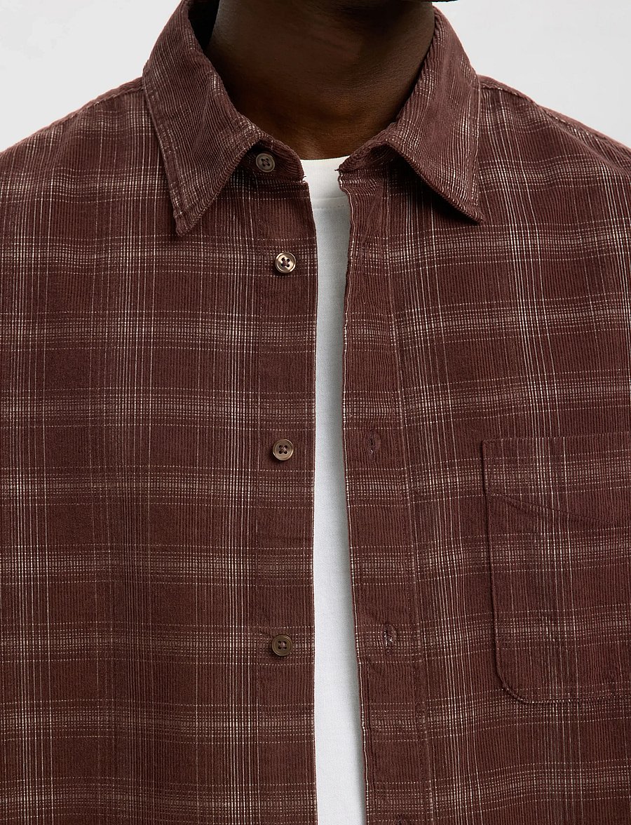 Selected - SLMREGCLAUS CORD YD CHECK LS SHIRT - chemises en velours côtelé - french roast - 5