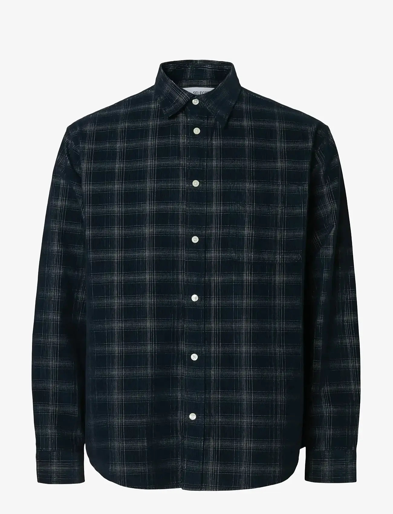 Selected - SLMREGCLAUS CORD YD CHECK LS SHIRT - manchesterskjortor - navy blazer - 1