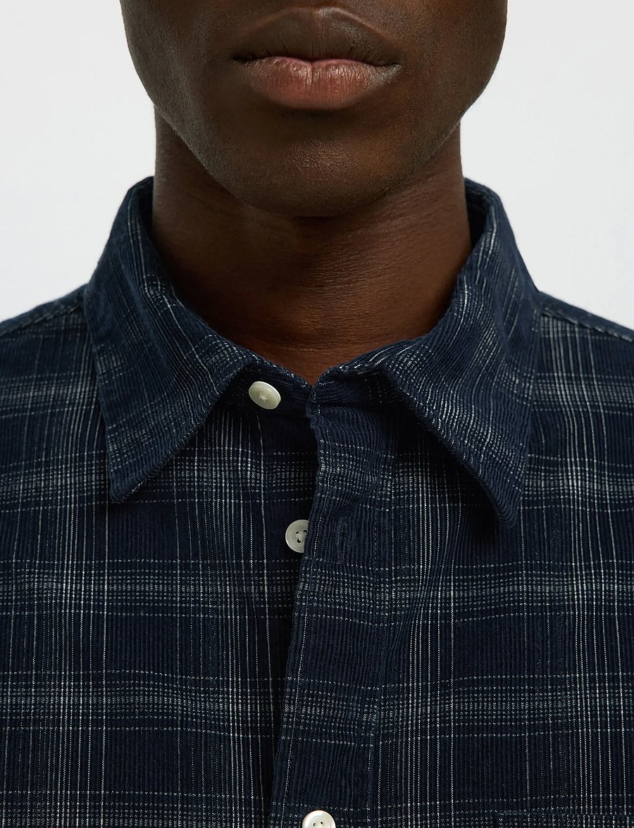 Selected - SLMREGCLAUS CORD YD CHECK LS SHIRT - cordhemden - navy blazer - 4