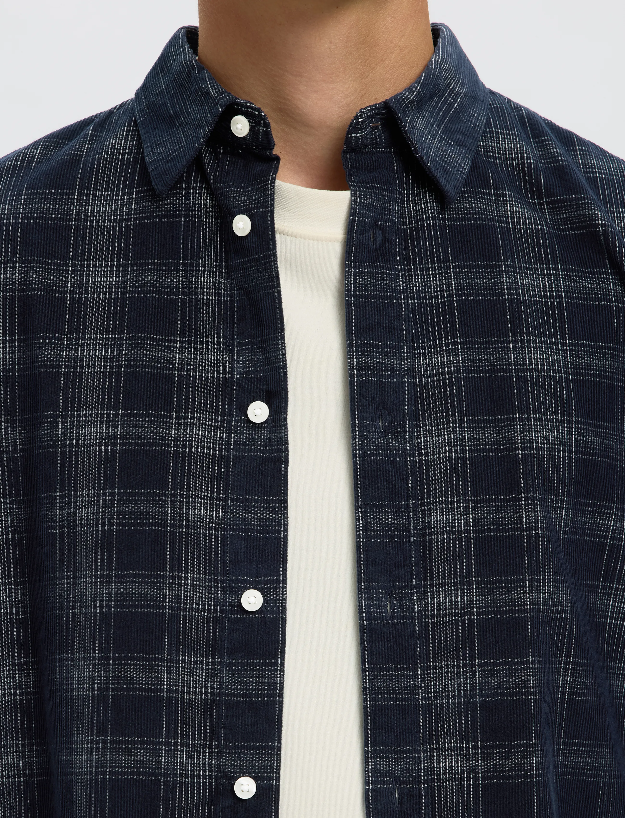 Selected - SLMREGCLAUS CORD YD CHECK LS SHIRT - fløjlsskjorter - sky captain - 4