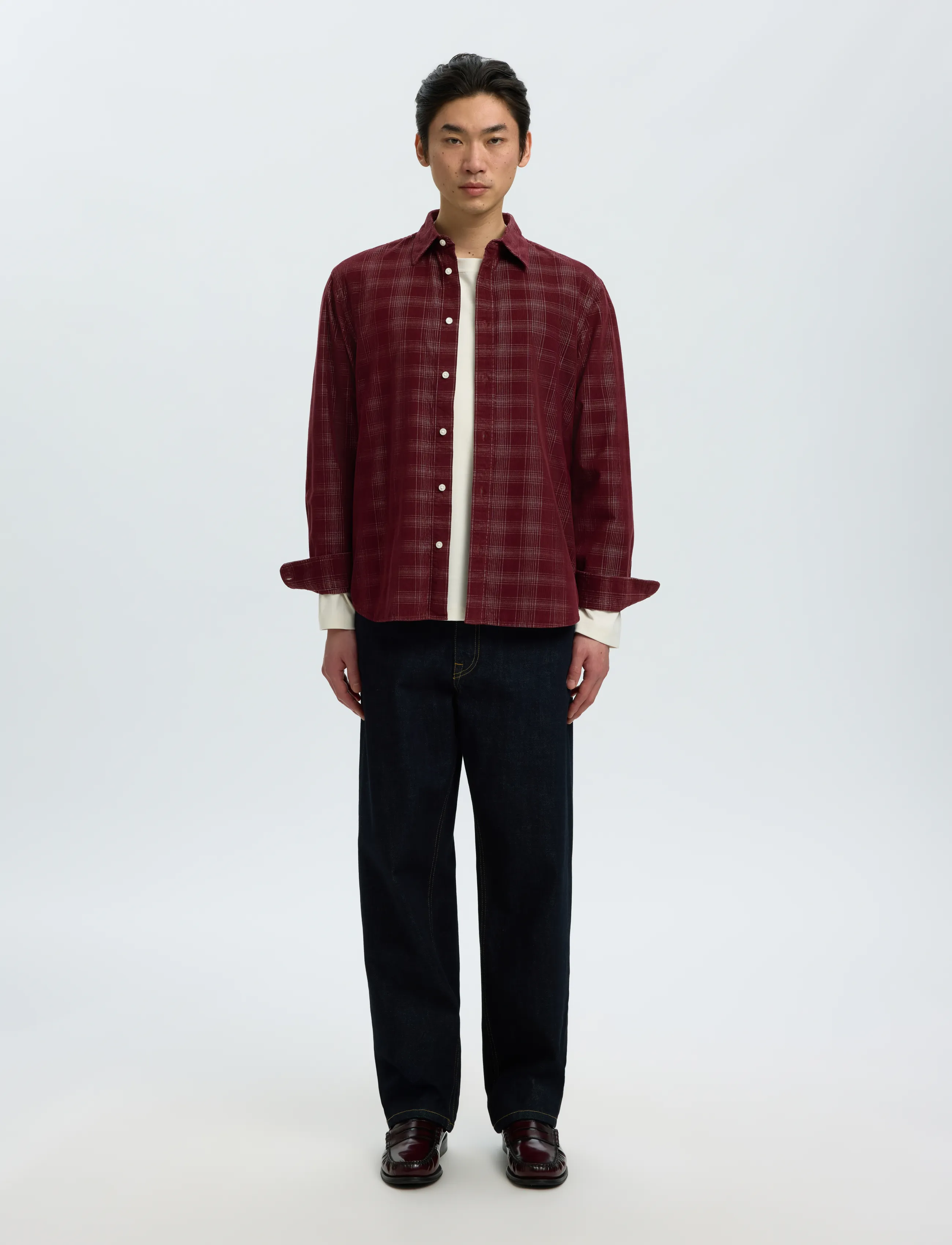 Selected - SLMREGCLAUS CORD YD CHECK LS SHIRT - manchesterskjortor - tawny port - 3