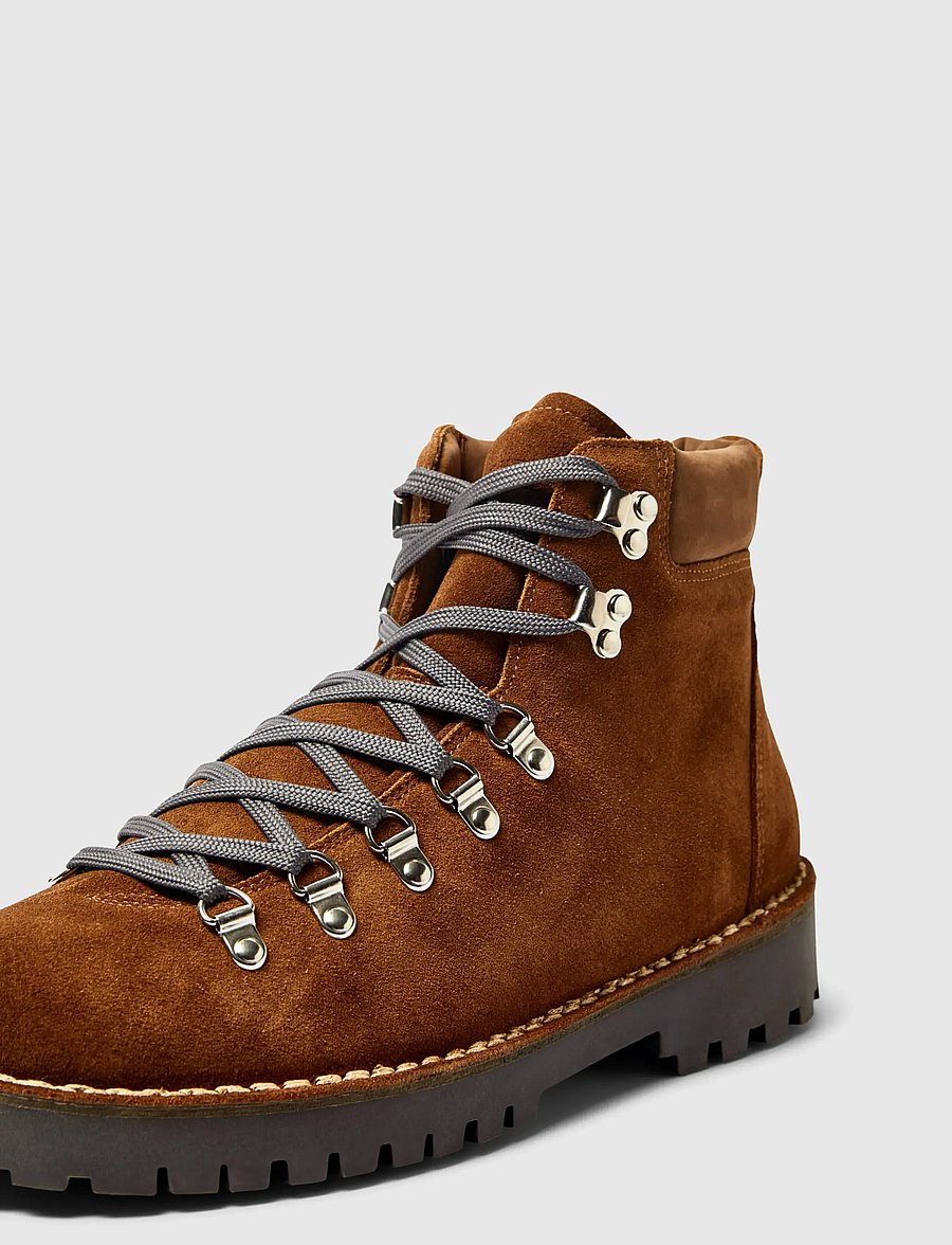 Selected - SLMALFRED SUEDE W HIKING BOOT - kängor med snörning - cognac - 3
