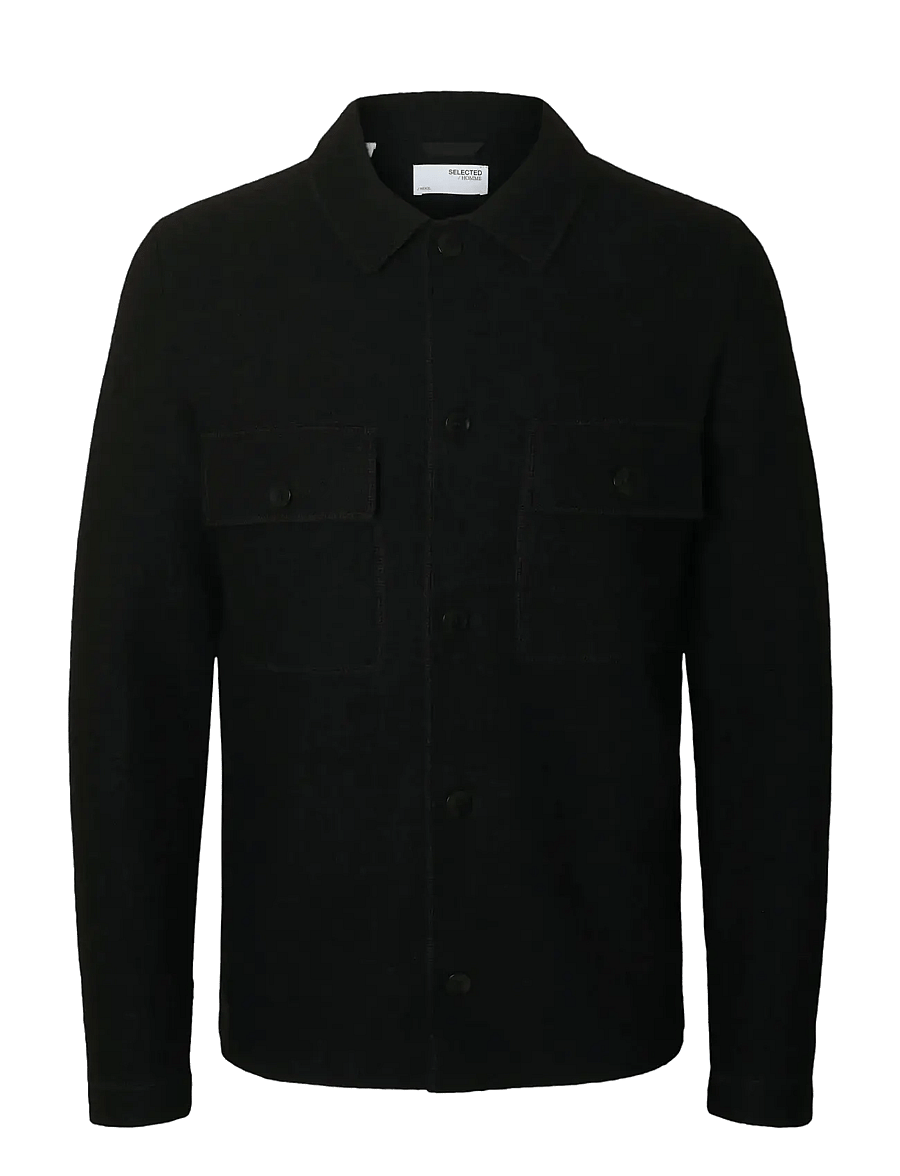 Selected - SLMNEALY LS KNIT WORKWEAR CARDIGAN NOOS - Überhemden - black - 1