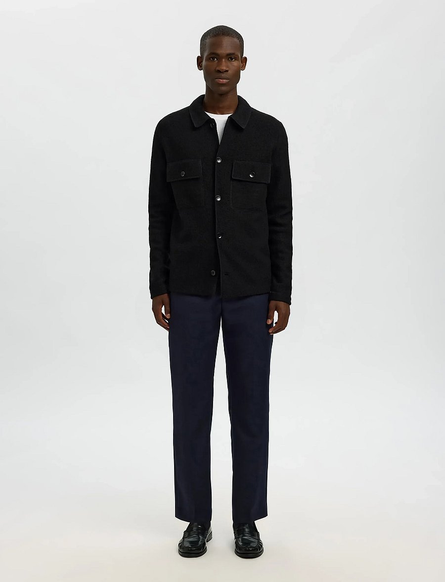 Selected - SLMNEALY LS KNIT WORKWEAR CARDIGAN NOOS - Überhemden - black - 3