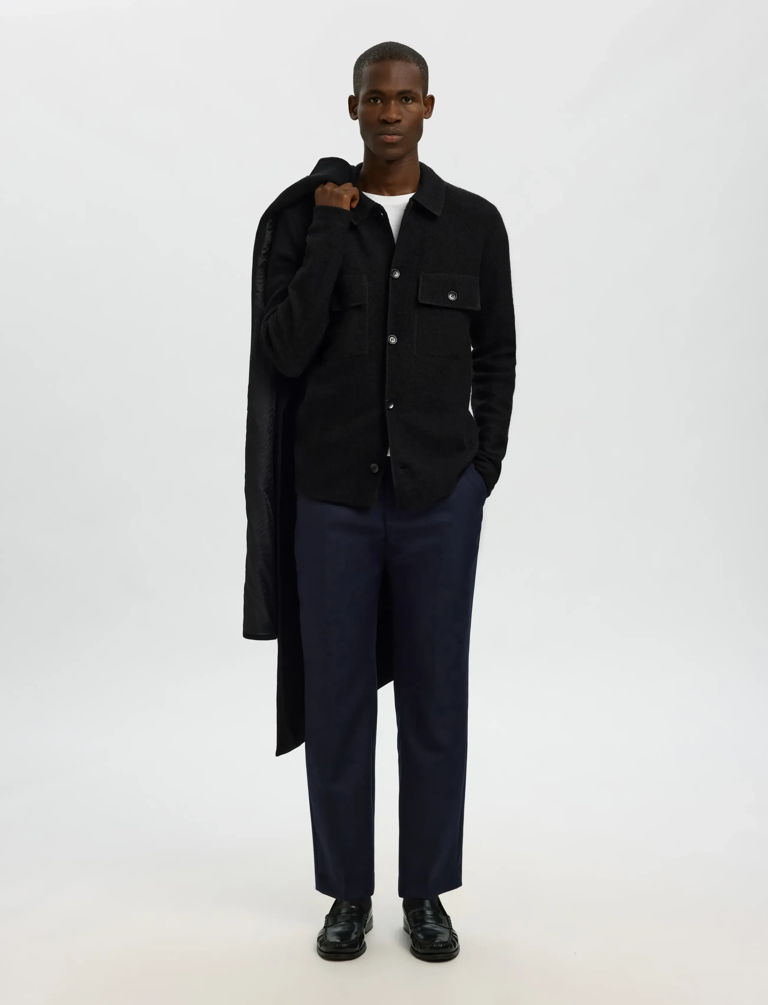 Selected - SLMNEALY LS KNIT WORKWEAR CARDIGAN NOOS - jackets - black - 5