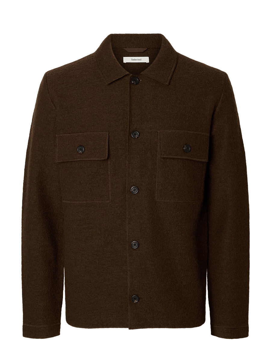 Selected - SLMNEALY LS KNIT WORKWEAR CARDIGAN NOOS - Überhemden - demitasse - 1