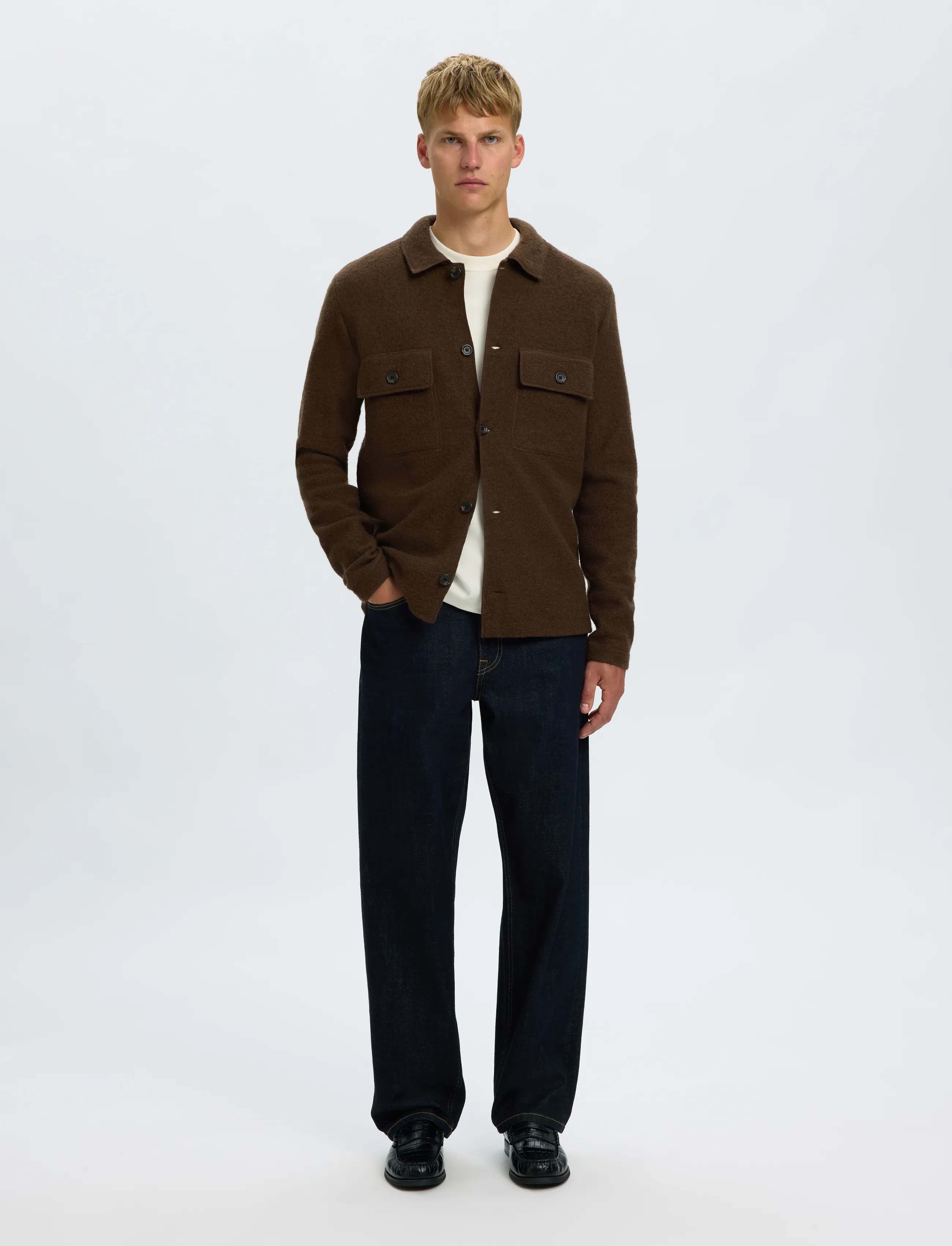 Selected - SLMNEALY LS KNIT WORKWEAR CARDIGAN NOOS - jackets - demitasse - 3
