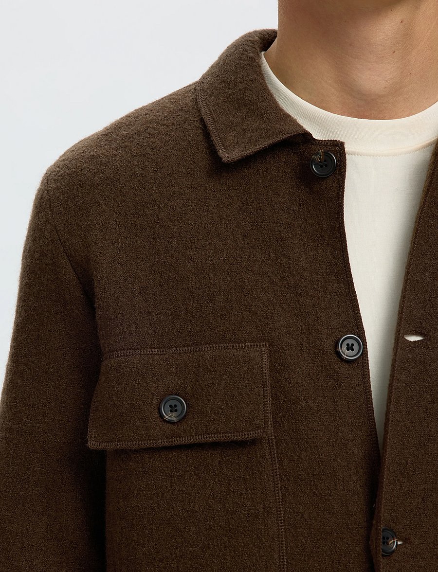 Selected - SLMNEALY LS KNIT WORKWEAR CARDIGAN NOOS - Überhemden - demitasse - 4