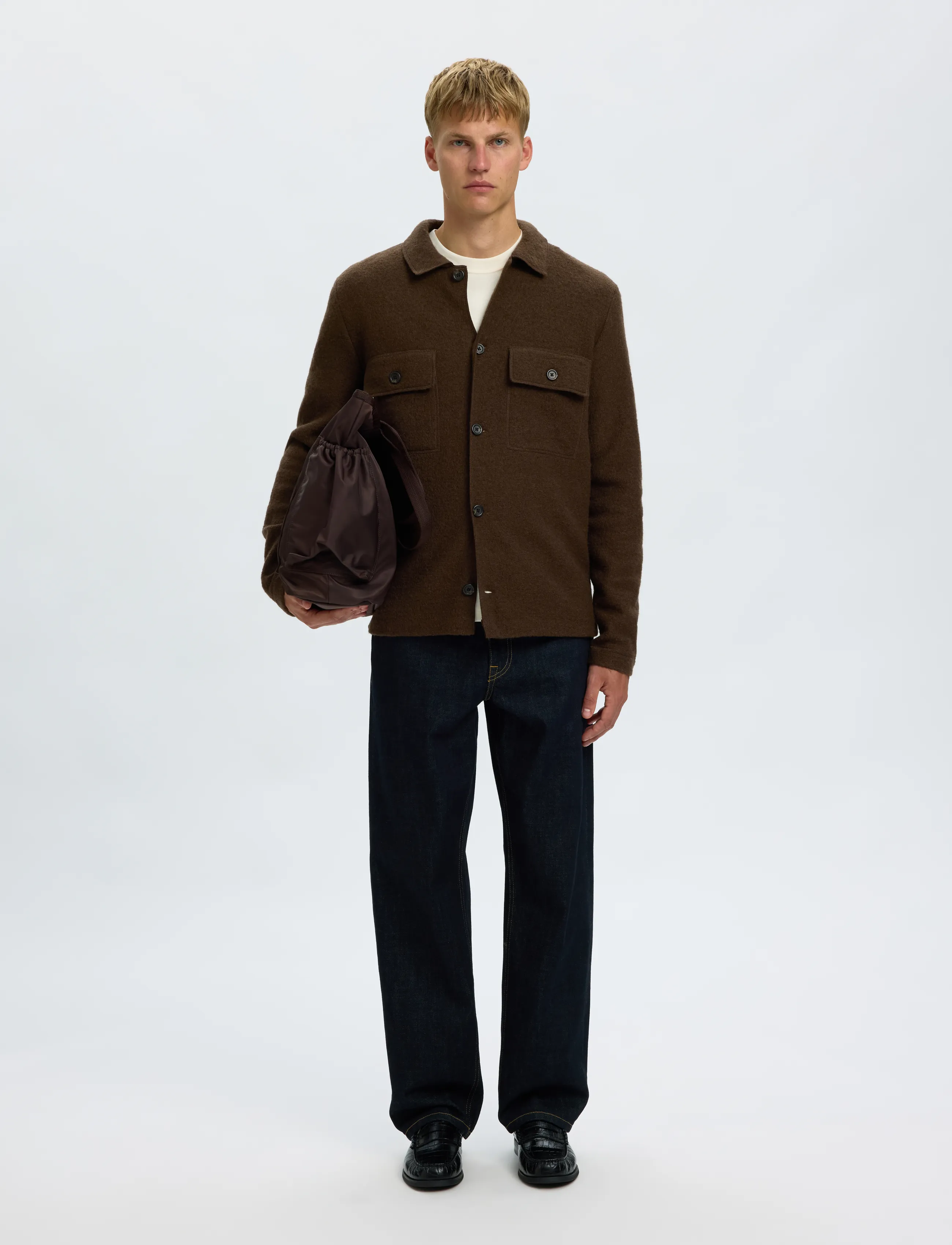 Selected - SLMNEALY LS KNIT WORKWEAR CARDIGAN NOOS - jackets - demitasse - 5