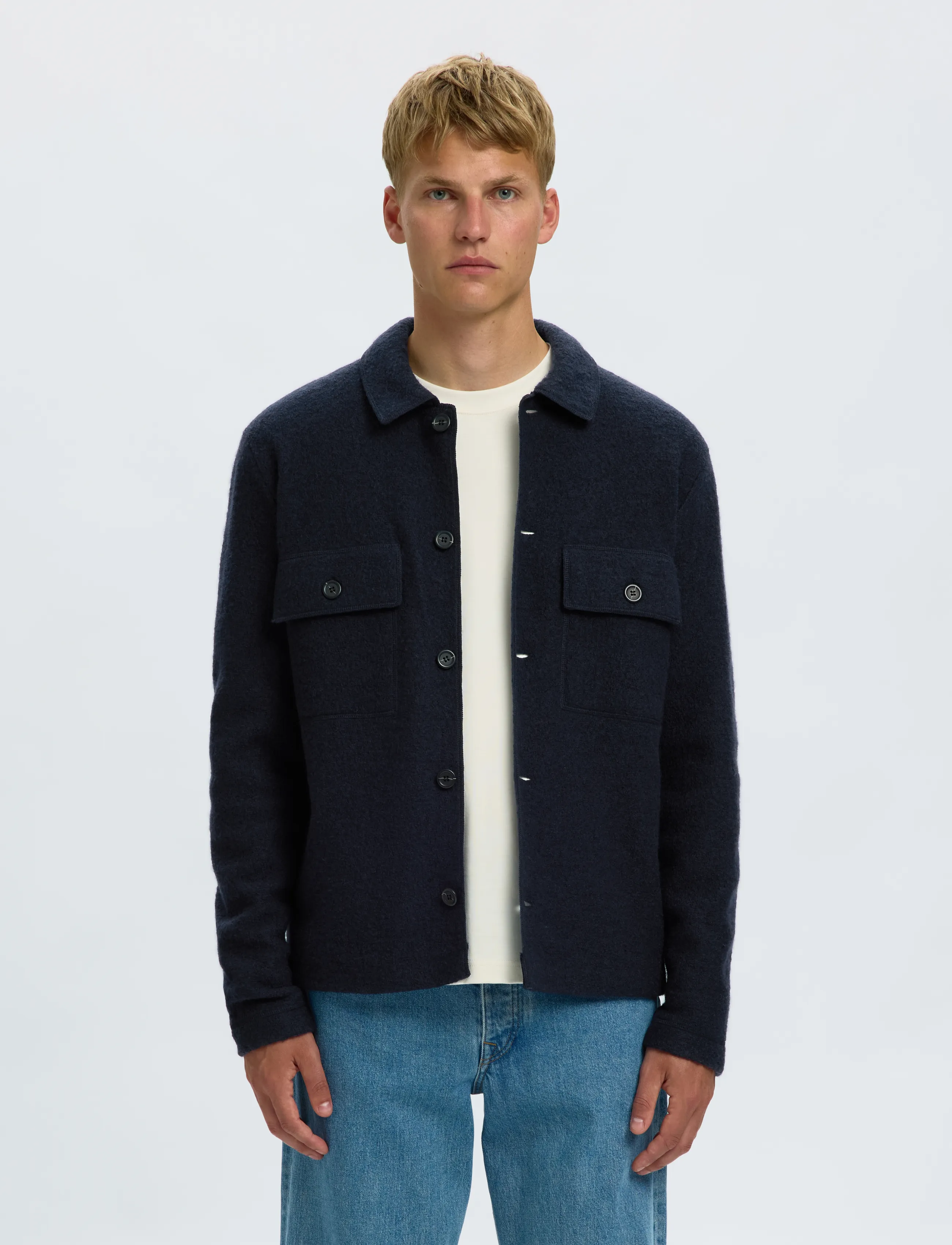 Selected SLMNEALY LS KNIT WORKWEAR CARDIGAN NOOS - Tøj - SKY CAPTAIN / navy