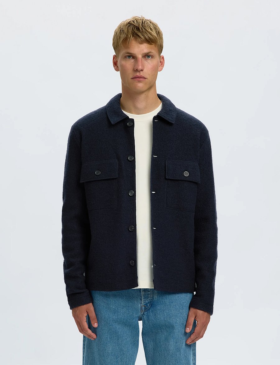 Selected - SLMNEALY LS KNIT WORKWEAR CARDIGAN NOOS - Überhemden - sky captain - 0