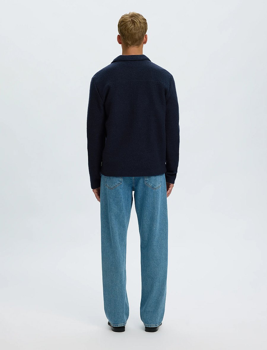 Selected - SLMNEALY LS KNIT WORKWEAR CARDIGAN NOOS - Überhemden - sky captain - 2