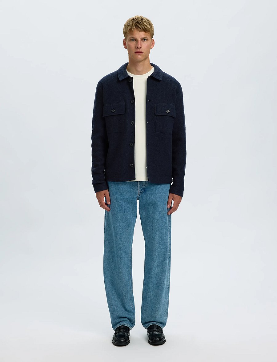 Selected - SLMNEALY LS KNIT WORKWEAR CARDIGAN NOOS - Überhemden - sky captain - 3