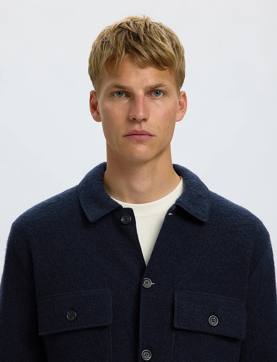 Selected - SLMNEALY LS KNIT WORKWEAR CARDIGAN NOOS - Überhemden - sky captain - 4