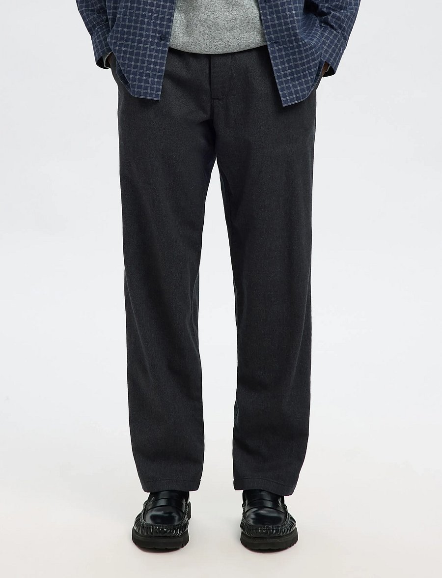 Selected - SLH196-STRAIGHT MILES BRUSHED PANT NOOS - dark grey - 0