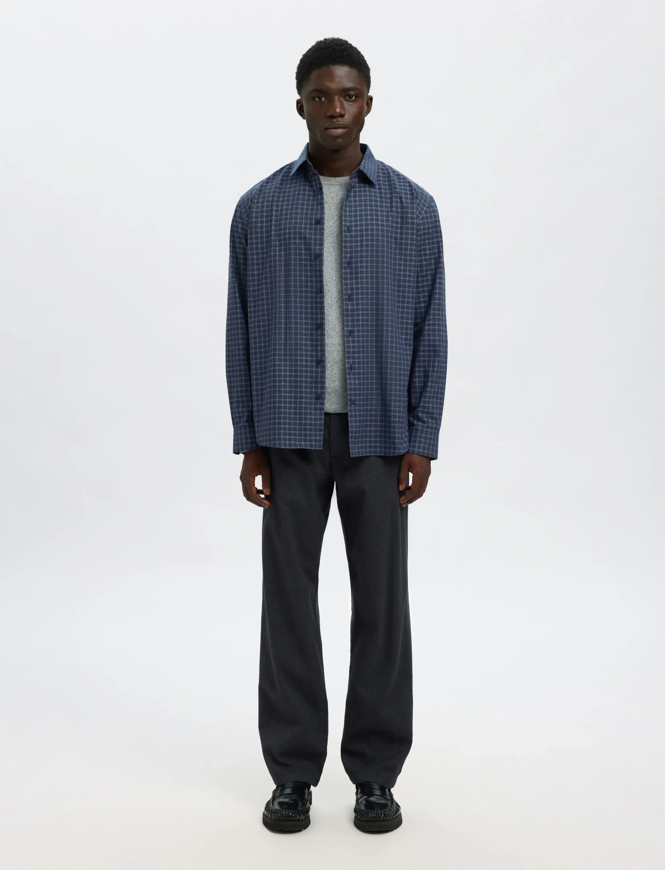 Selected - SLH196-STRAIGHT MILES BRUSHED PANT NOOS - dark grey - 4