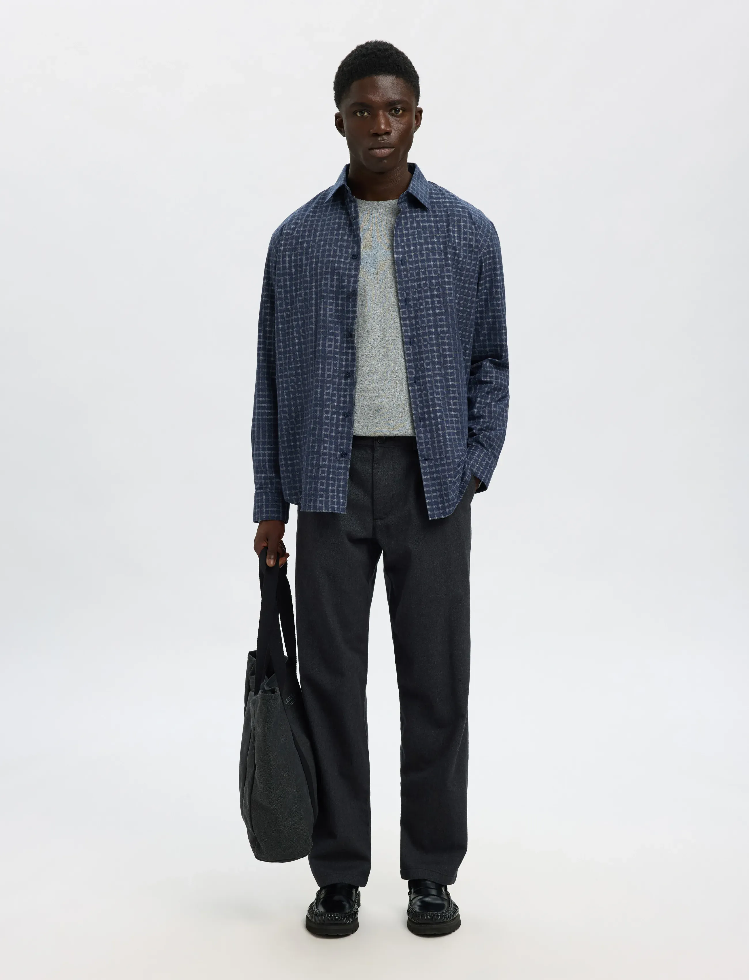 Selected - SLH196-STRAIGHT MILES BRUSHED PANT NOOS - dark grey - 5