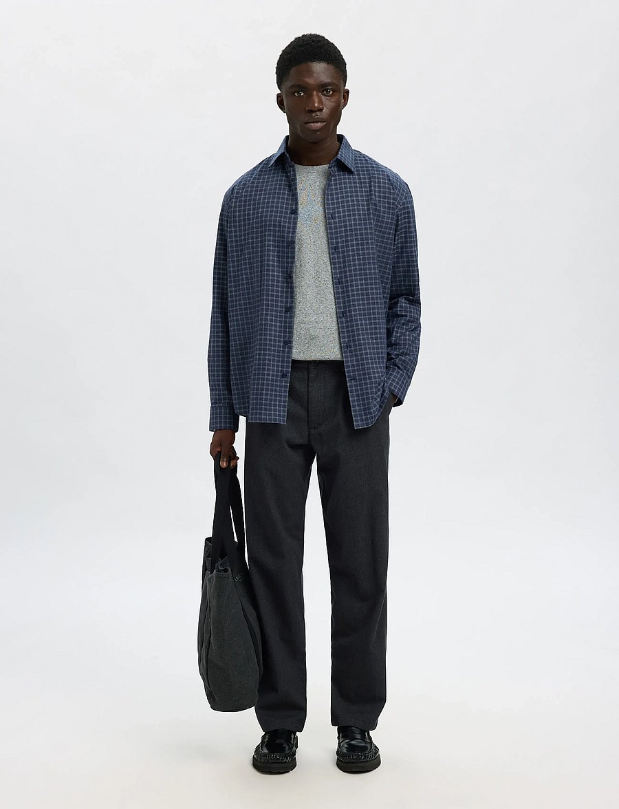 Selected - SLH196-STRAIGHT MILES BRUSHED PANT NOOS - dark grey - 5