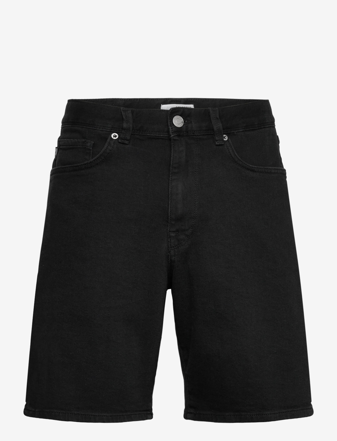 Selected - SLHREG ALEX BLACK DENIM SHORTS - gallastuttbuxur - black denim - 1