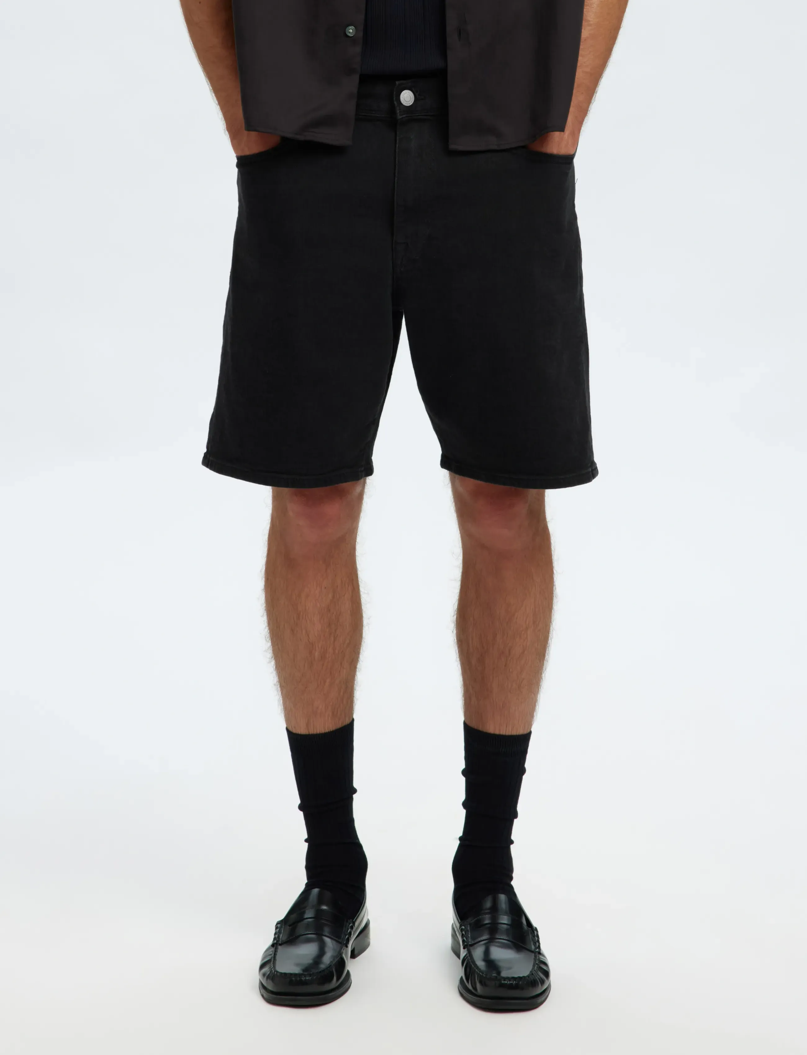 Selected SLHREG ALEX BLACK DENIM SHORTS - Kollektionen - BLACK DENIM / black