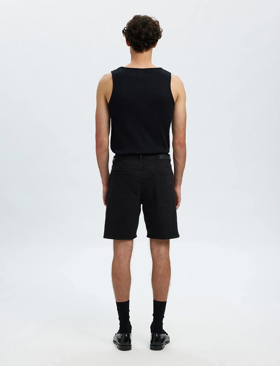 Selected - SLHREG ALEX BLACK DENIM SHORTS - lühikesed teksapüksid - black denim - 3