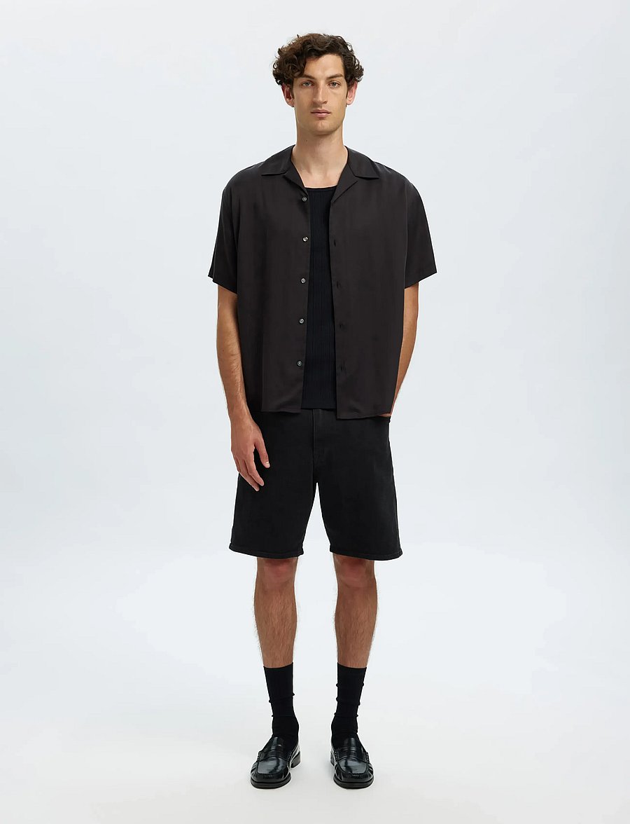 Selected - SLHREG ALEX BLACK DENIM SHORTS - lühikesed teksapüksid - black denim - 4